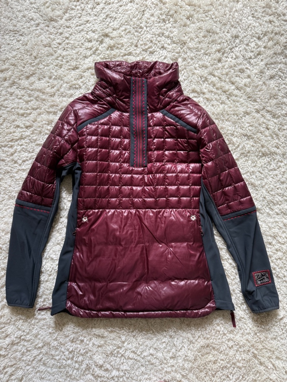 Alp N Rock Women’s Burgundy & Black Quilted Ski Pullover. GORGEOUS. Sz Xlrg.